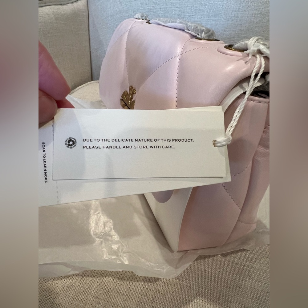 NWT- New Tory Burch Kira Diamond Quilt Small Convertible Shoulder Bag- Rose Salt - Picture 9 of 13